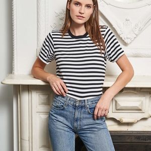 La Ligne Seberg Tee, Black and White Stripe, M
